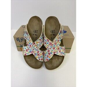 Birkenstock Birki’s Dijon Sandals White Sweet Flower Criss Cross US 5.5-6 EU 36